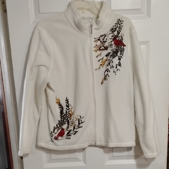 Croft & Barrow White Teddy Jacket with High Collar - Picture 1 of 5